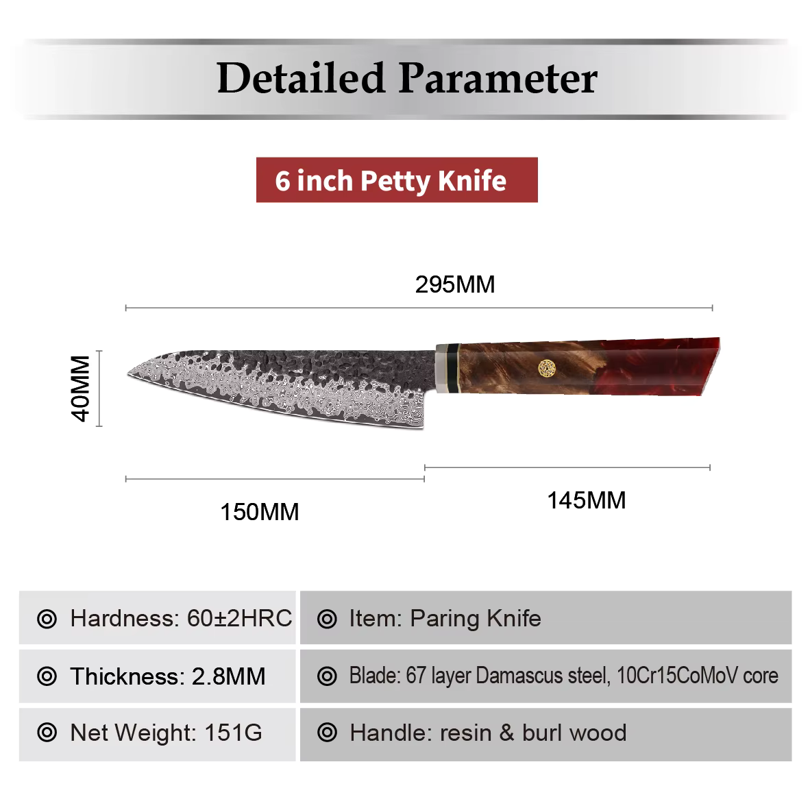One Cuchillo Acero Damasco 6"